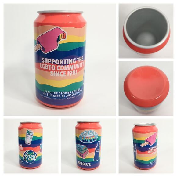 Absolut Metal Tumblers Double Walled Drink Cans Set of 2 Reusable Pride Edition - Picture 3 of 5